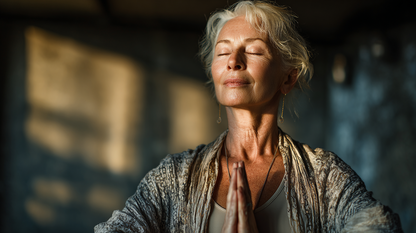 Інструктор PrimeCenter проводить заняття з йоги для старших людей